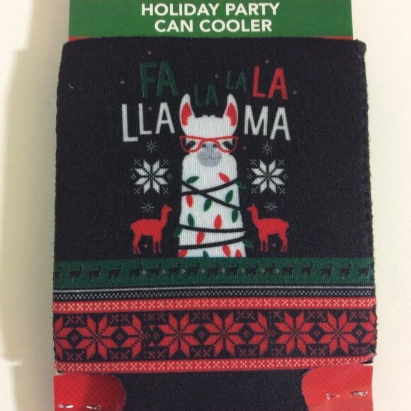 CAN Coozie Holiday Party Can Cooler Llamas - Picture 3 of 8